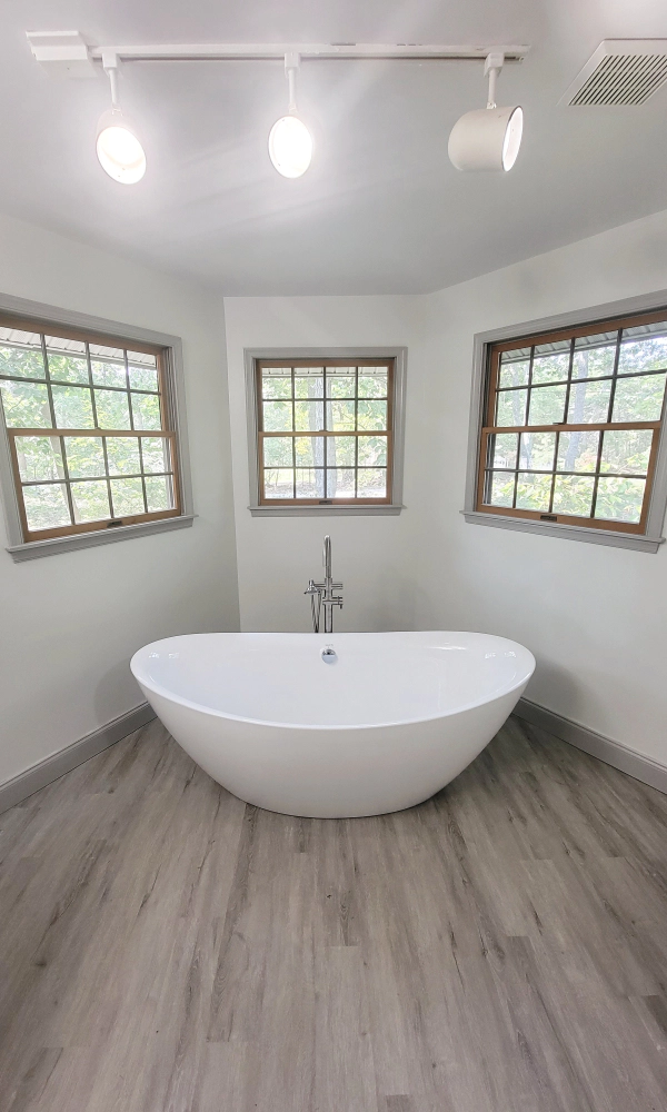 bathroom with modern spotlights and small tub blackwood NJ